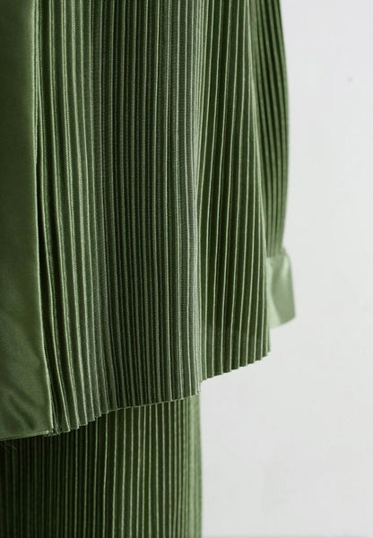 FULL PLEATED PLISSE SHIRT AND PANTS SET