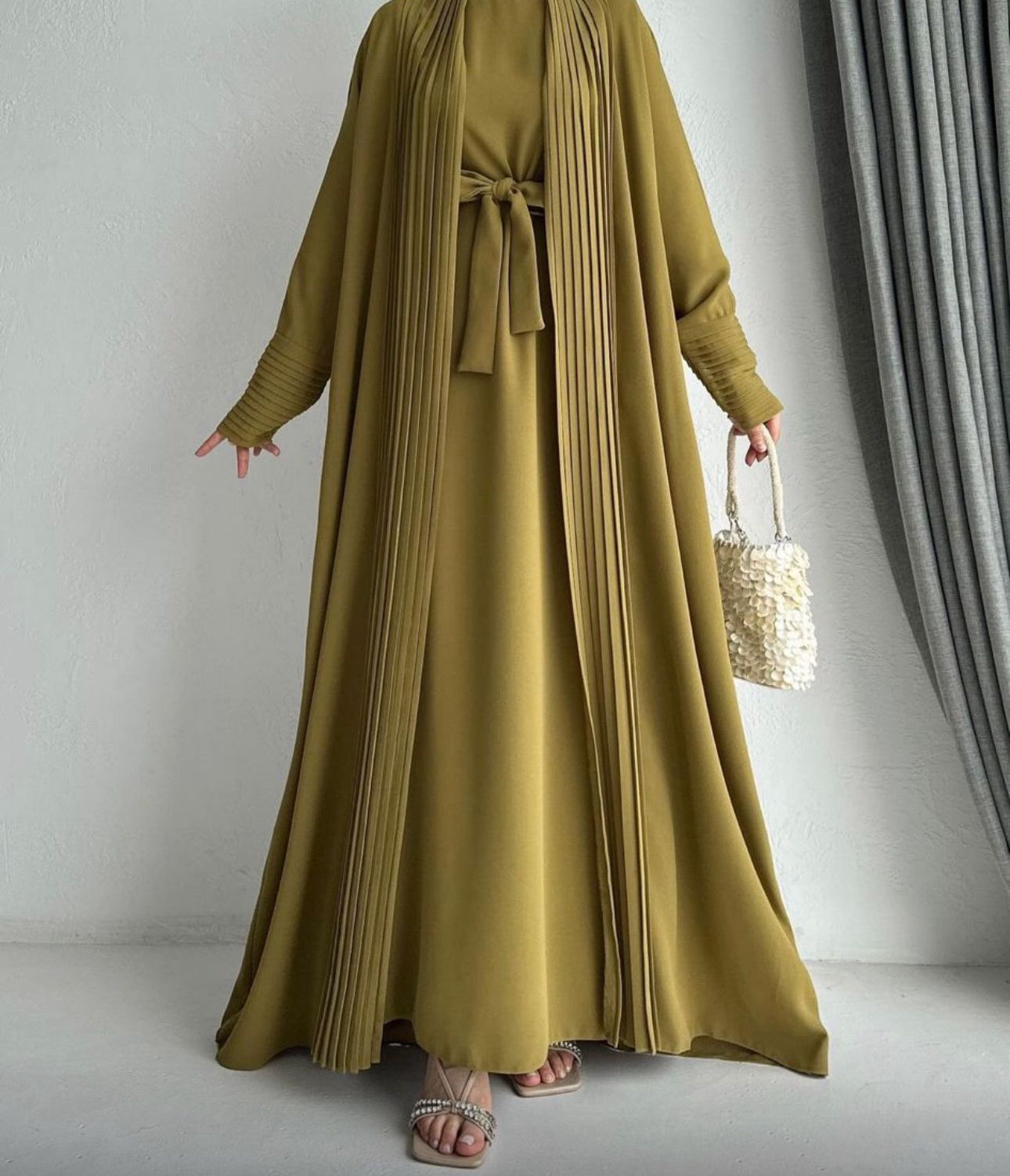 3 Pcs Pleated Abaya Set