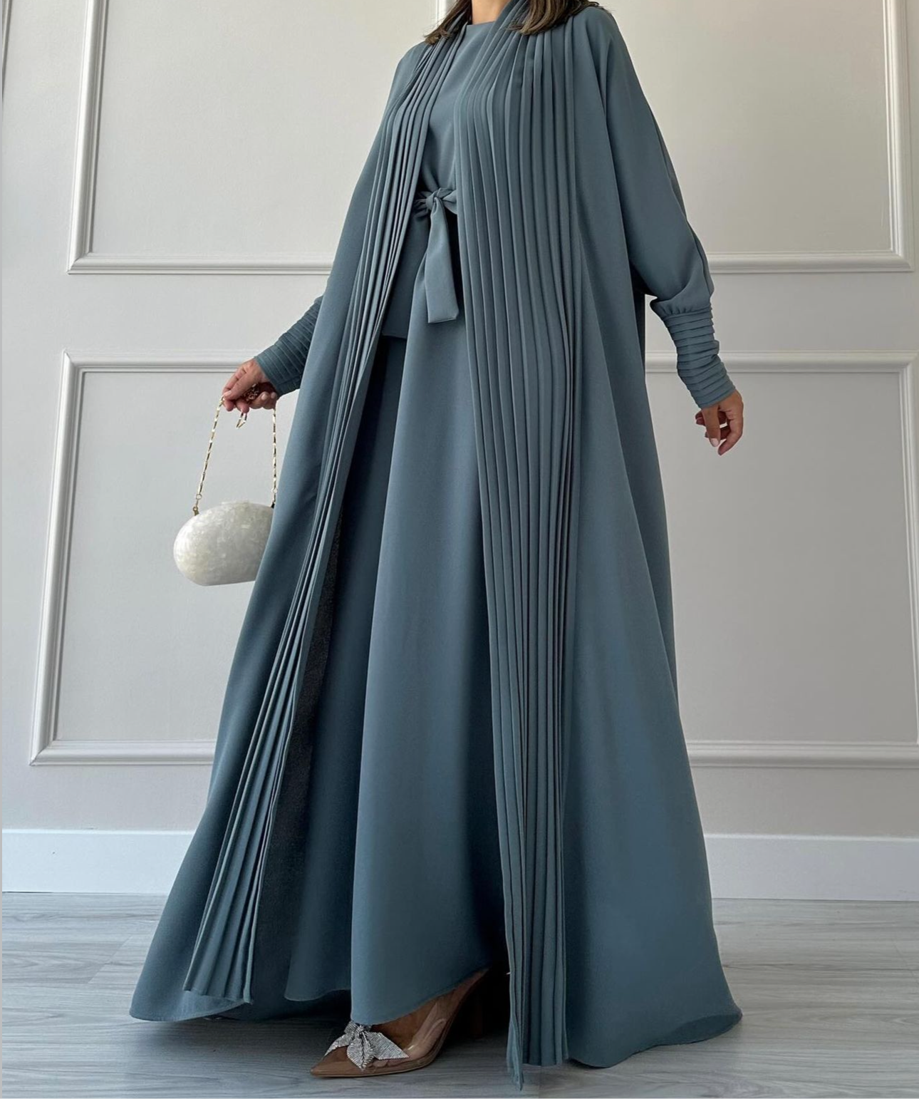 3 Pcs Pleated Abaya Set