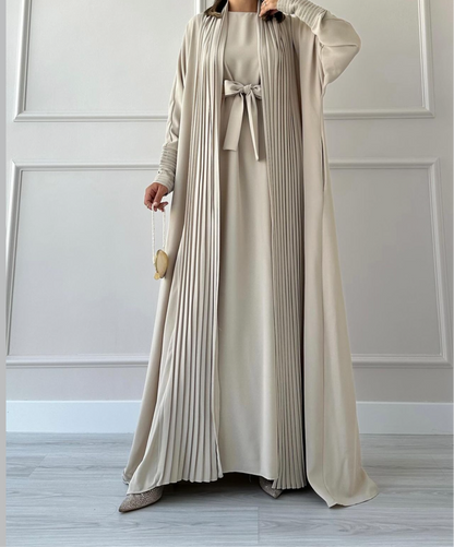 3 Pcs Pleated Abaya Set