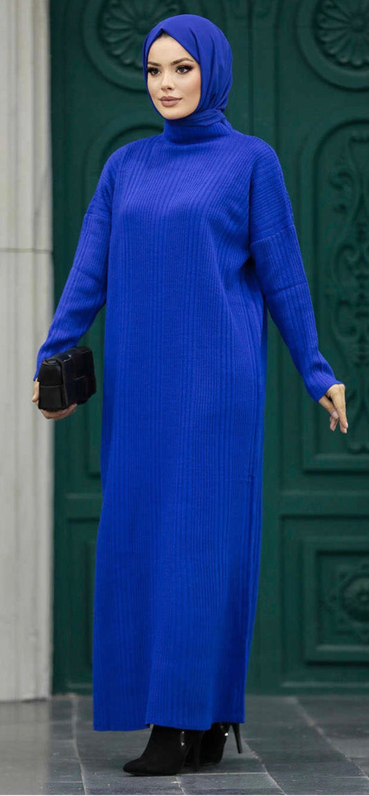 Polo neck-Knitted Winter Dress Turtleneck