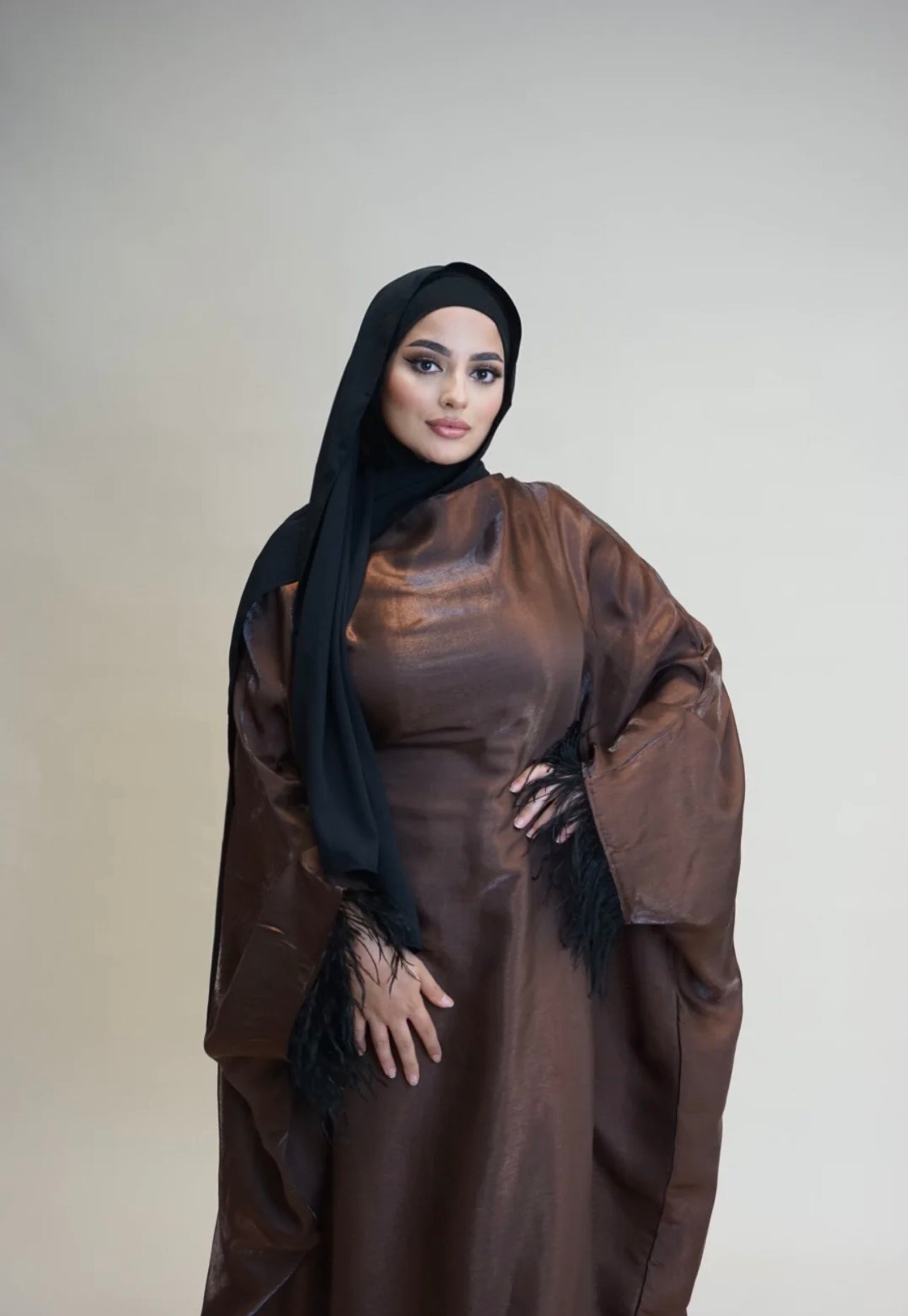 BUTTERFLY ABAYA - COFFEE Feather Cuff