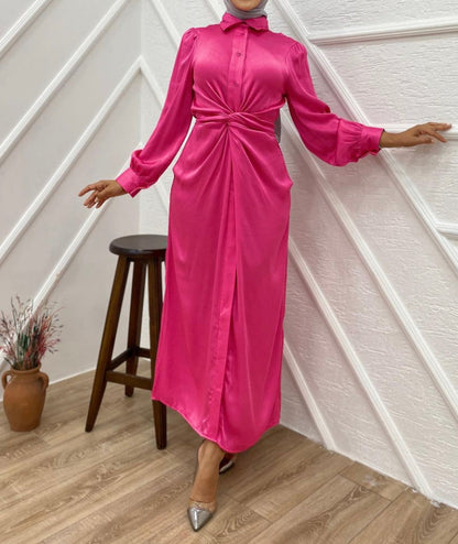 Wrap Satin Silk Maxi Dress