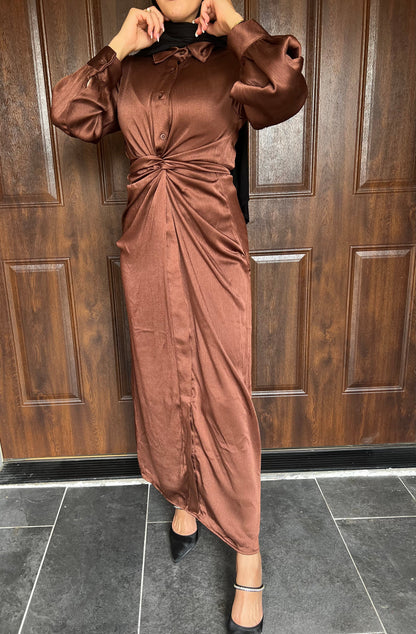 Wrap Satin Silk Maxi Dress