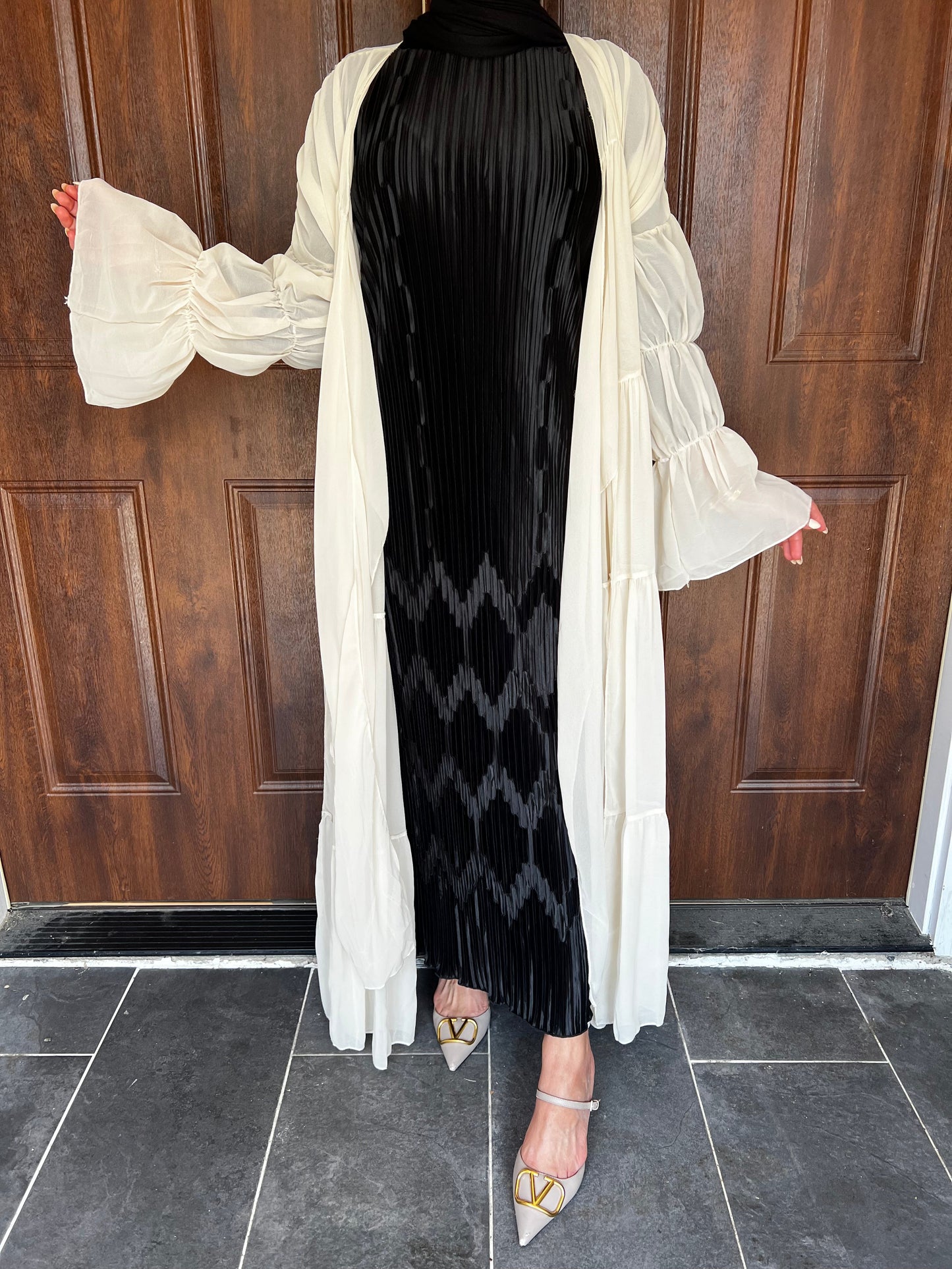 Oversized Abaya-Modern chiffon open abaya